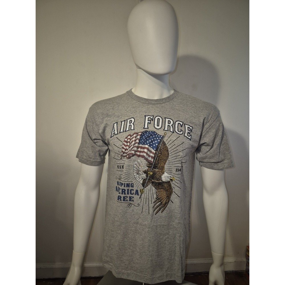 Bayside US Air Force Eagle American Flag Graphic Tee Mens Medium Made in USA
